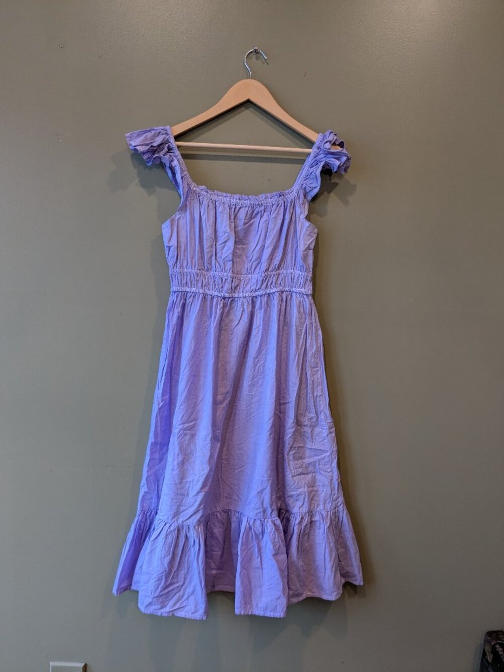 Dizzy Lizzy Lilac Peasant Dress Med Smock Coquette Cottage Romantic Ruffle